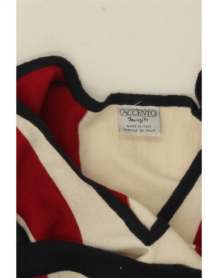 Suéter masculino Accento By Marzotto com decote em V médio listrado multicolorido