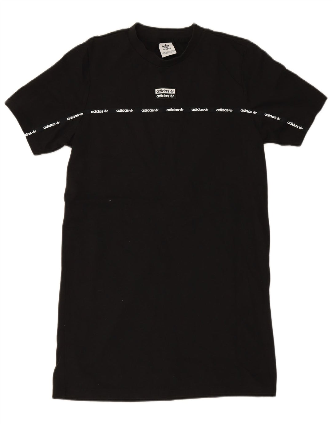 ADIDAS Womens Graphic T-Shirt Dress UK 12 Médio Algodão Preto