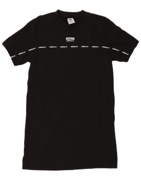 ADIDAS Womens Graphic T-Shirt Dress UK 12 Médio Algodão Preto