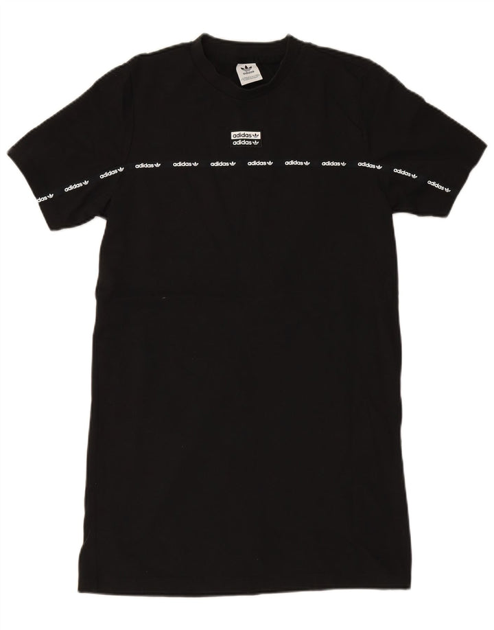 ADIDAS Womens Graphic T-Shirt Dress UK 12 Médio Algodão Preto