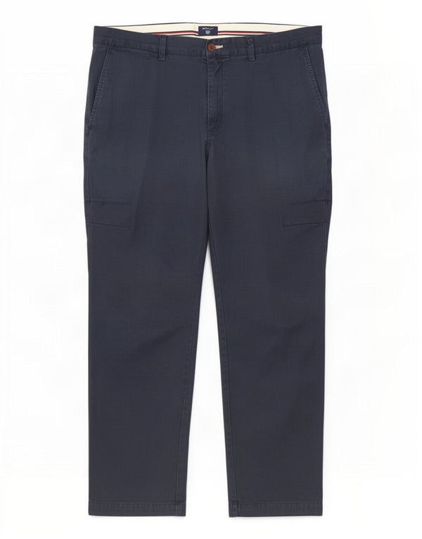 Calça chino reta masculina Gant W40 L32 algodão azul marinho