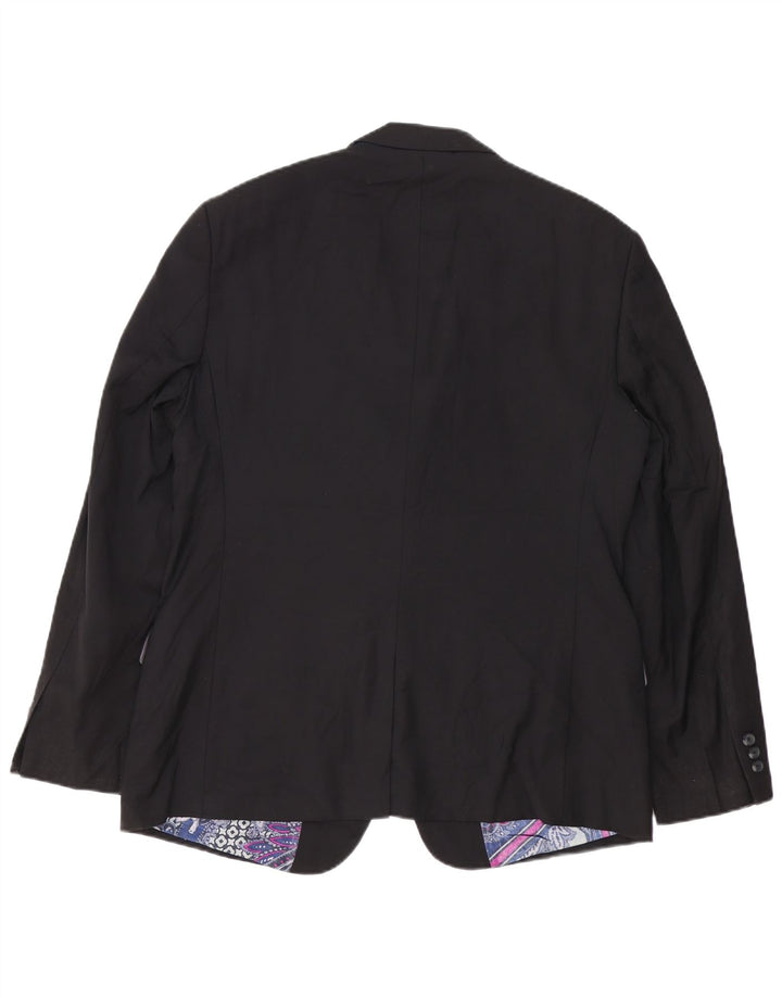 Jaqueta blazer masculina de 2 botões TED BAKER Reino Unido 42 XL lã preta