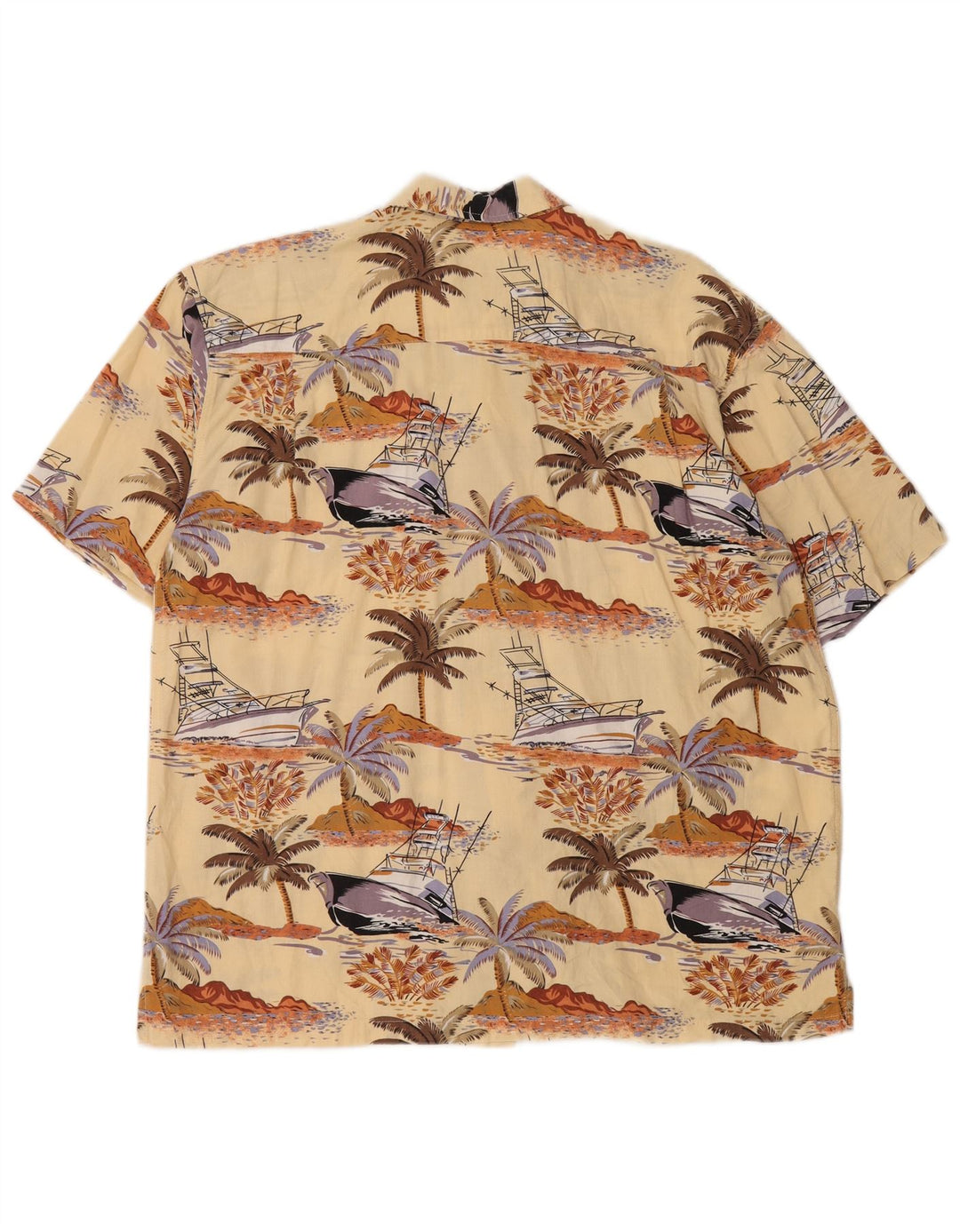 Camisa masculina de manga curta com padrão abstrato NEWPORT havaiana amarela média
