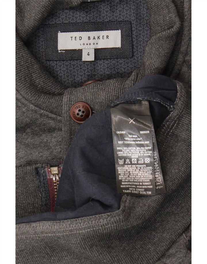 Suéter cardigã masculino Ted Baker tamanho 4 grande algodão cinza