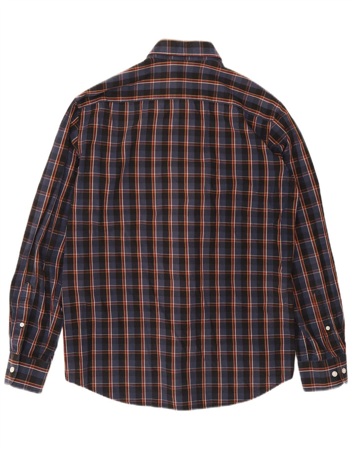 Camisa masculina Carrera grande algodão xadrez azul marinho