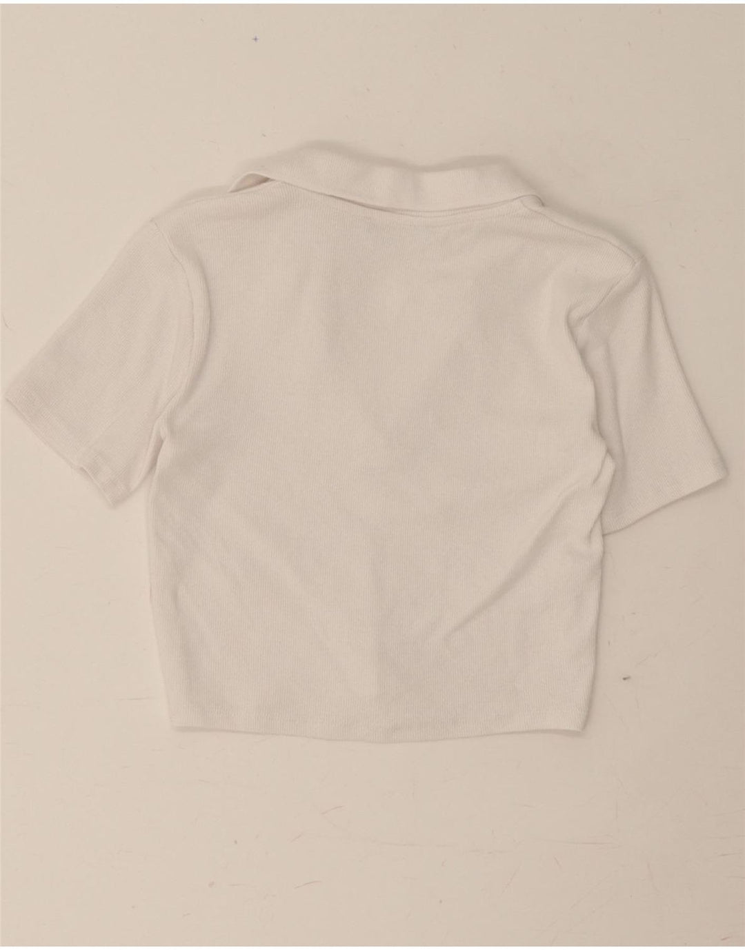 ZARA Womens Crop Polo Shirt UK 12 Medium White Vintage Zara and Second-Hand Zara from Messina Hembry 