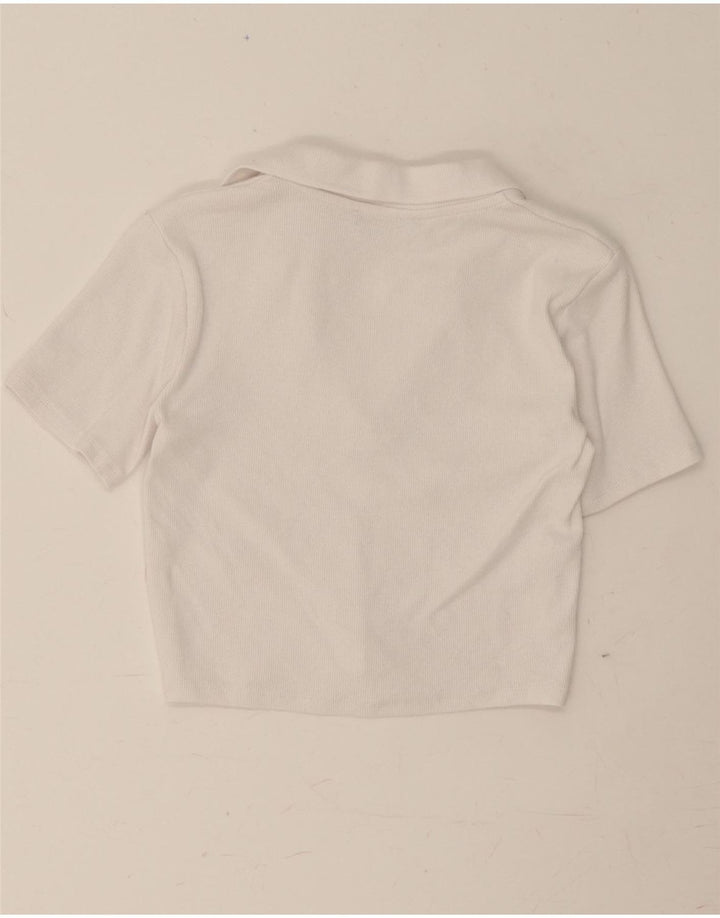 ZARA Womens Crop Polo Shirt UK 12 Medium White Vintage Zara and Second-Hand Zara from Messina Hembry 