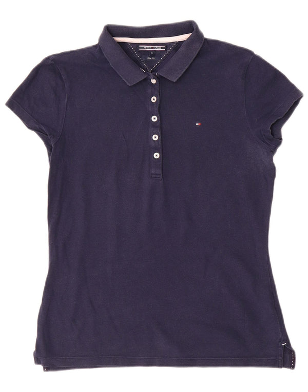 Camisa polo feminina Tommy Hilfiger Slim Fit Reino Unido 12 algodão azul marinho médio