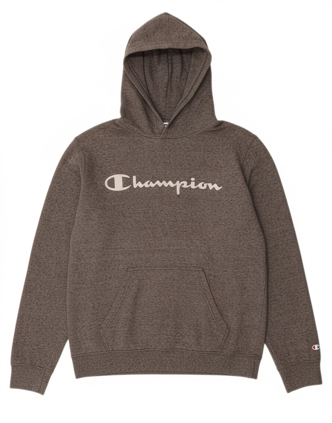 CHAMPION Suéter com capuz gráfico masculino cinza médio