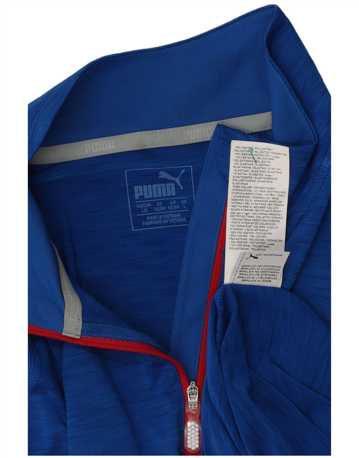 Top masculino Puma com zíper e manga comprida em poliéster manchado azul grande