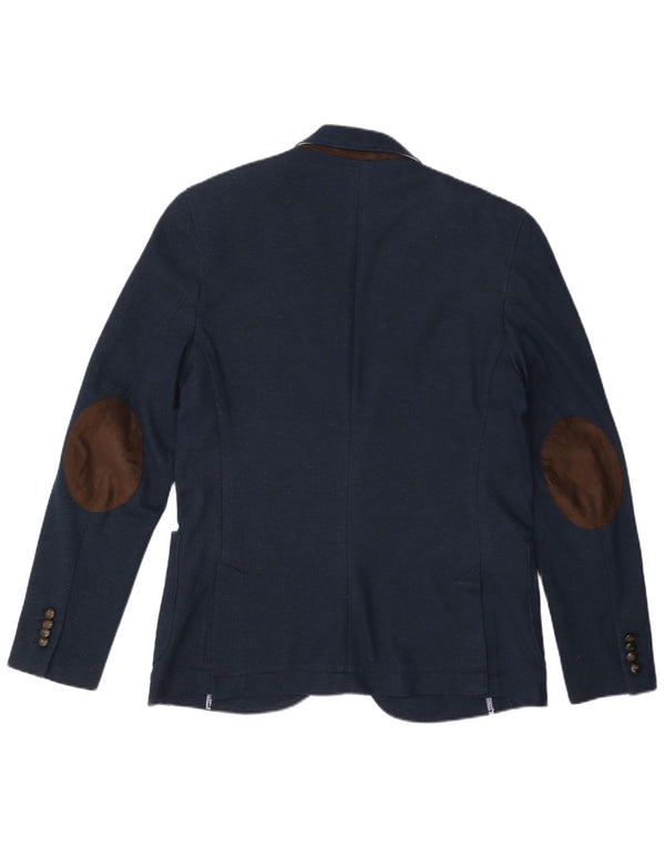 Jaqueta blazer masculina Zara com 2 botões UE 52 grande azul marinho poliéster