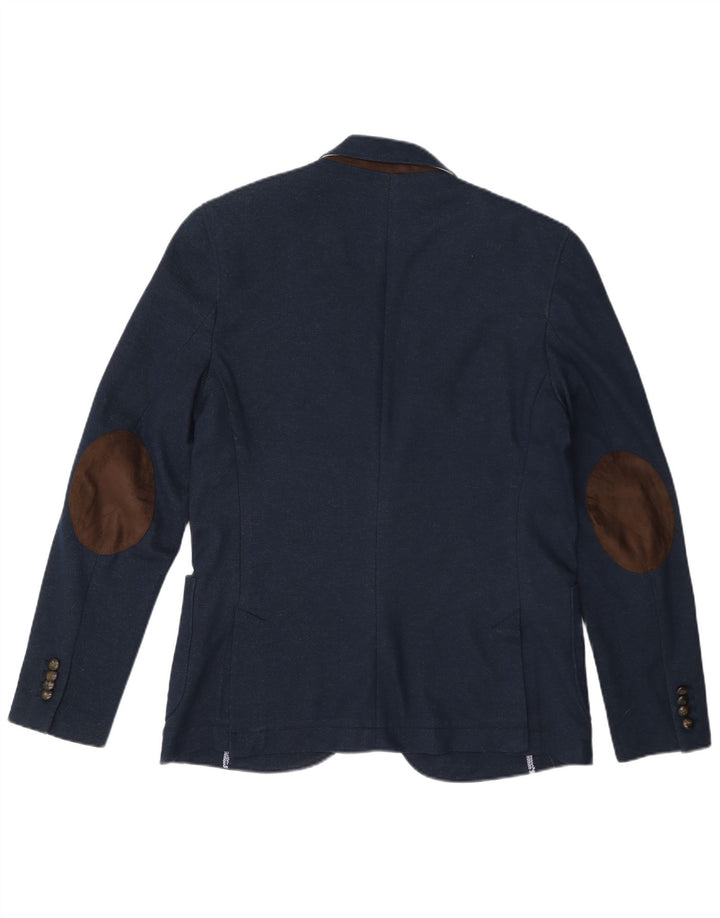 Jaqueta blazer masculina Zara com 2 botões UE 52 grande azul marinho poliéster