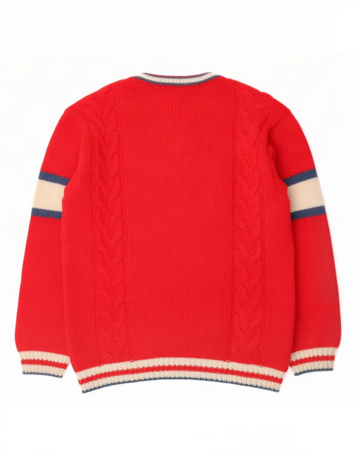 Suéter masculino Foxhound com gola V e decote em V médio bloco colorido vermelho