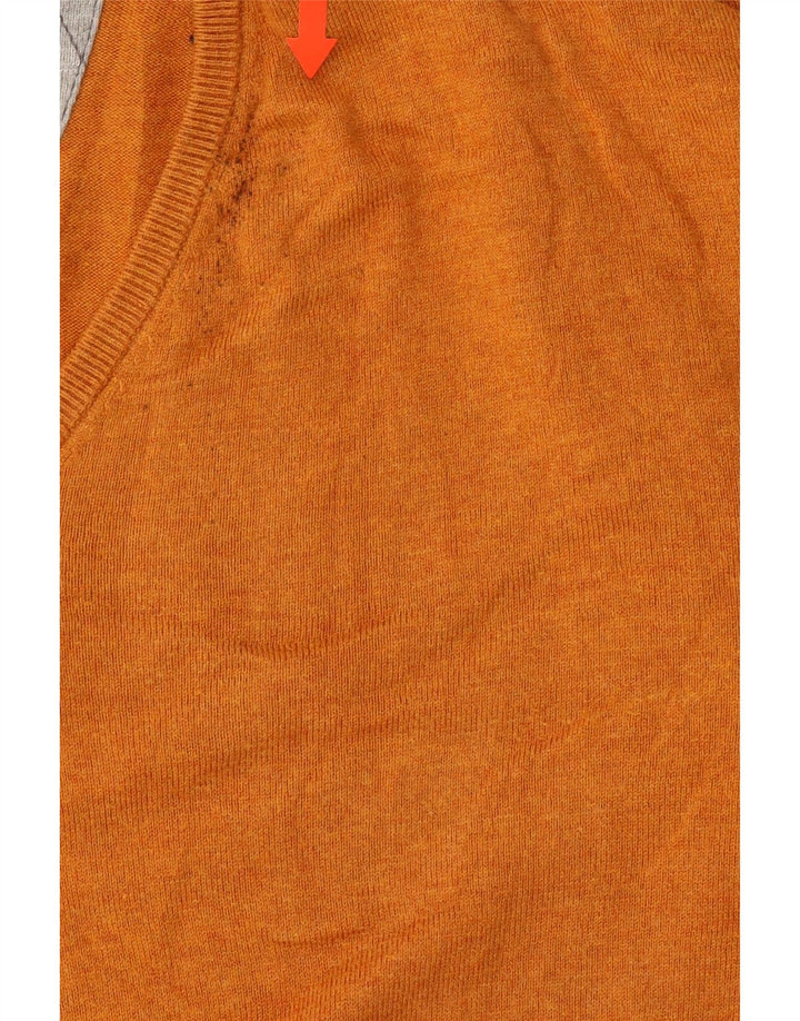 MASSIMO DUTTI Womens V-Neck Jumper Sweater UK 20 2XL Orange Cotton Vintage Massimo Dutti and Second-Hand Massimo Dutti from Messina Hembry 