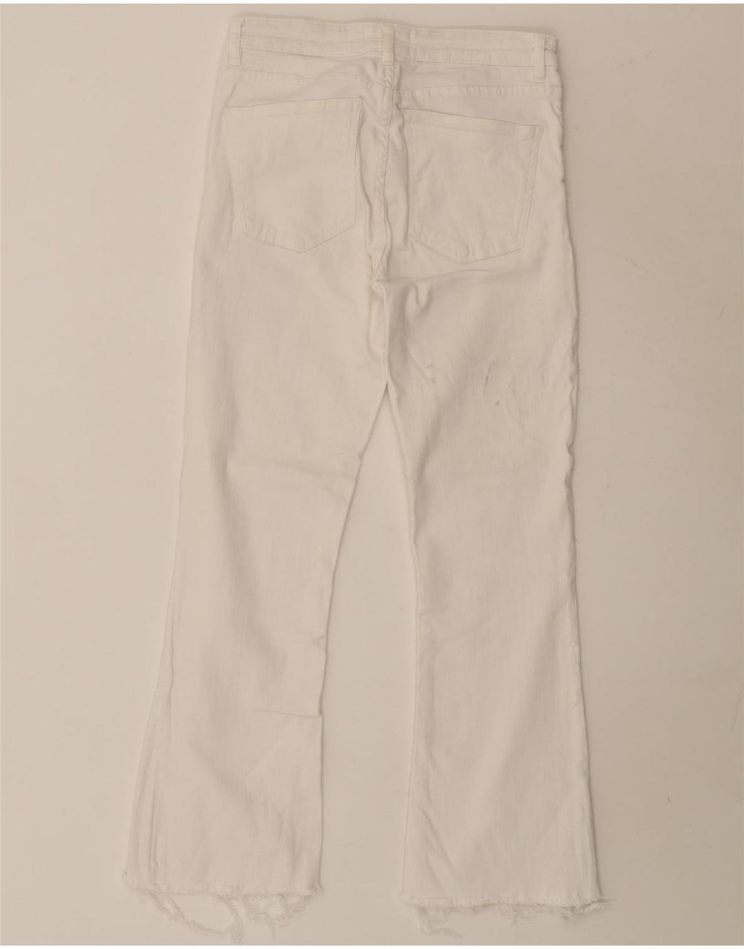 Zara Calça Jeans Feminina Crop Bootcut EU 38 Pequeno W28 L26 Algodão Branco