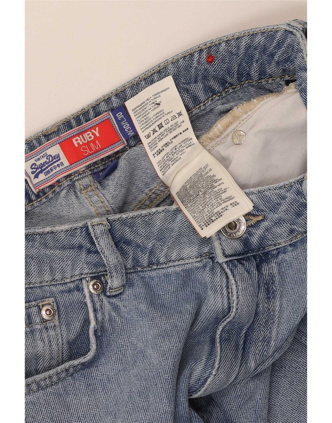 Superdry Mens Ruby Slim Capri Jeans W30 L23 Azul Algodão