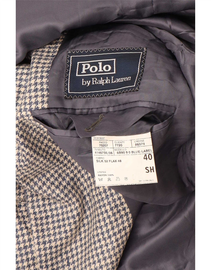 Jaqueta Blazer Masculina Polo Ralph Lauren com 3 Botões Reino Unido 40 Médio Azul Houndstooth