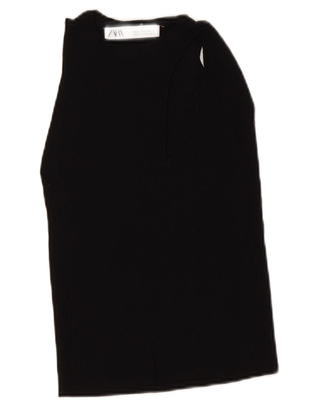 Zara Womens Crop Vest Top Reino Unido 12 Médio Preto