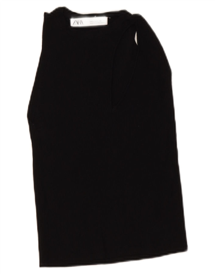 Zara Womens Crop Vest Top Reino Unido 12 Médio Preto