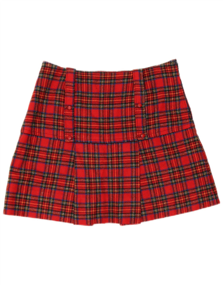 Minissaia feminina vintage W30 xadrez vermelho médio