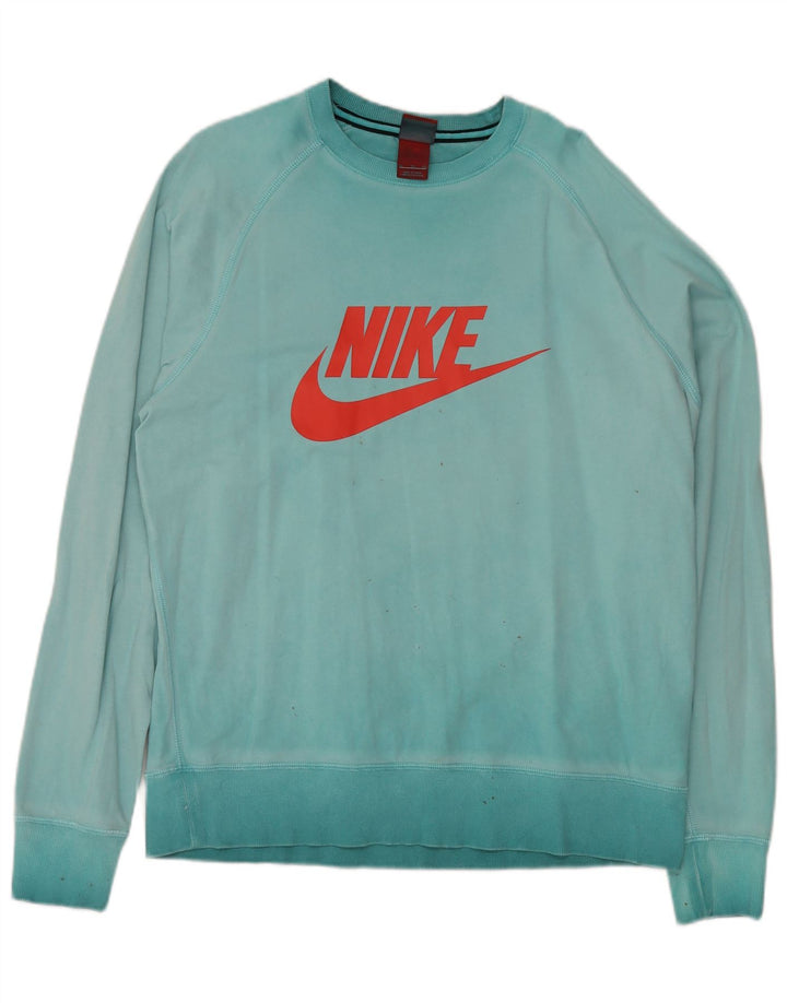 NIKE Mens Graphic Moletom Jumper XL Turquesa Algodão