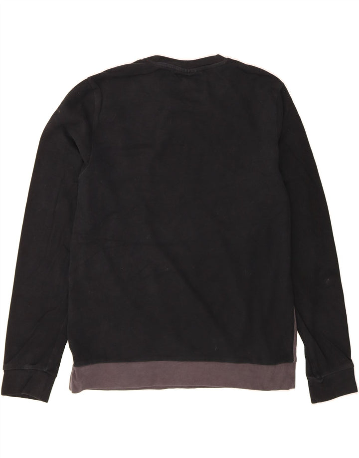 FILA Mens Sweatshirt Jumper Medium Black Colourblock Cotton Vintage Fila and Second-Hand Fila from Messina Hembry 