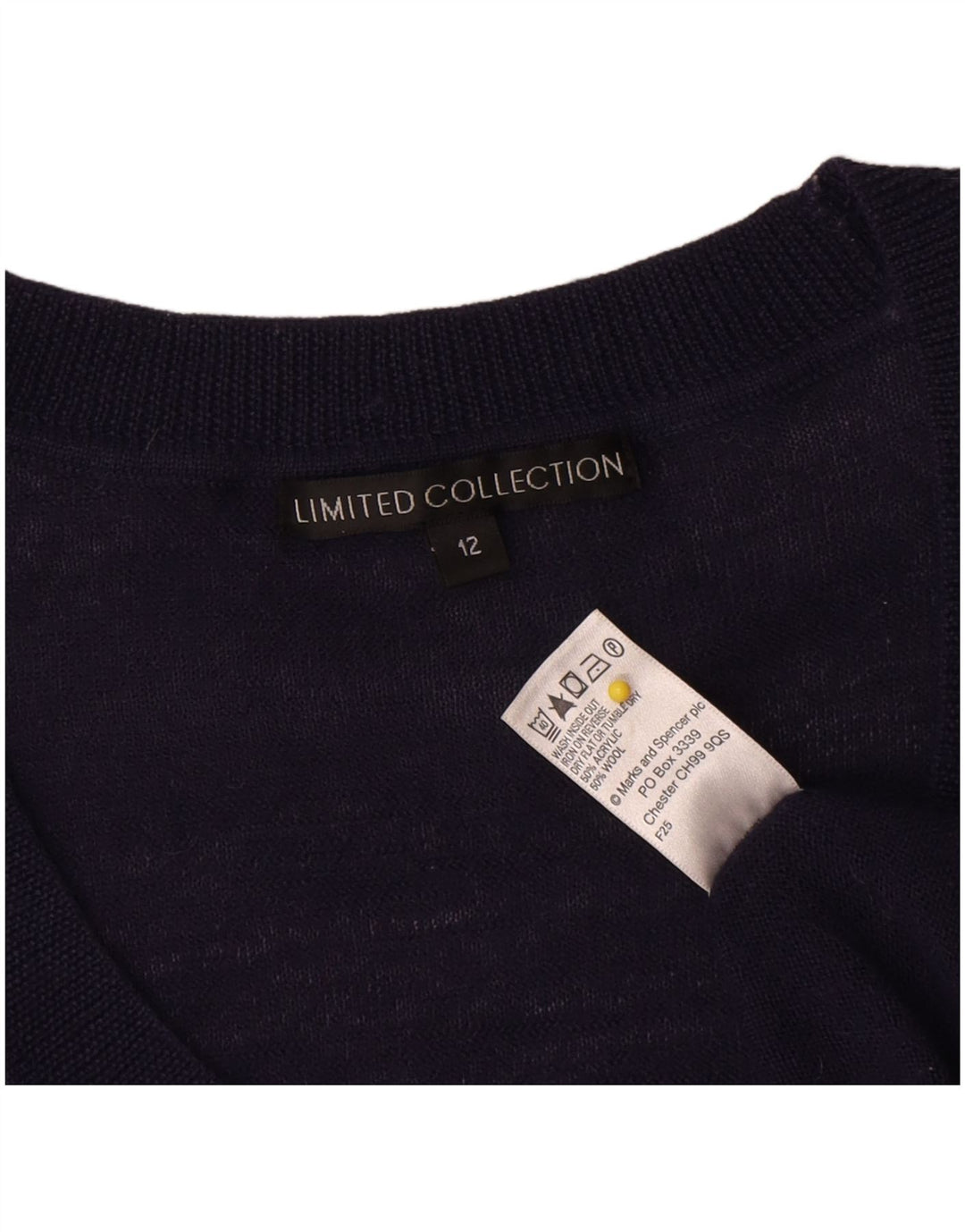 Suéter feminino Marks & Spencer com gola canoa Reino Unido 12 médio azul marinho