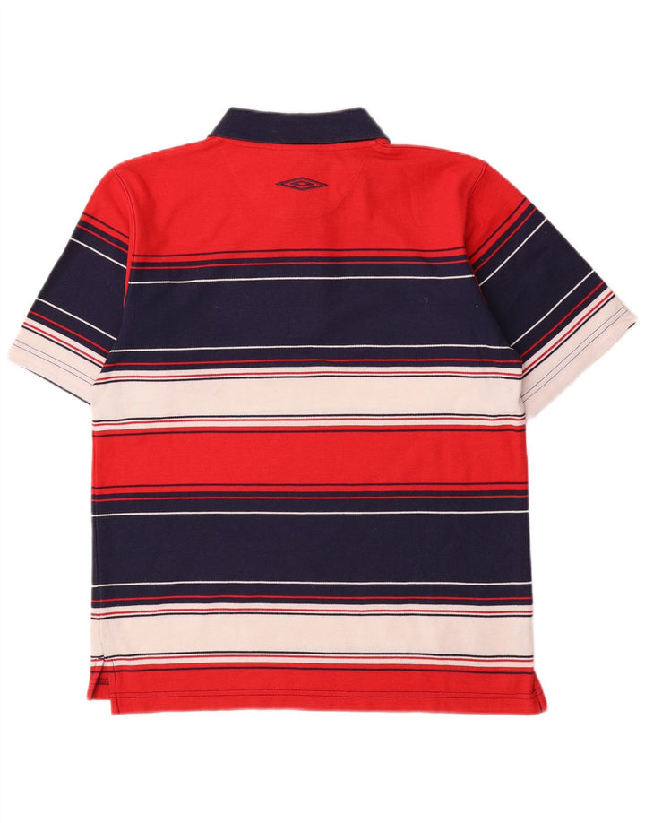 Camisa polo masculina Umbro Reino Unido 35/37 poliéster listrado vermelho pequeno