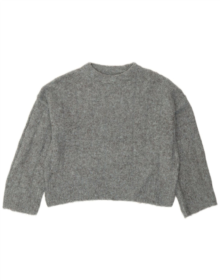 Topshop Suéter feminino oversized com gola redonda Reino Unido 6 XS poliéster cinza