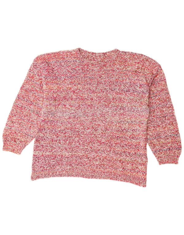 Suéter feminino VINTAGE com gola canoa UK 18 XL rosa manchado