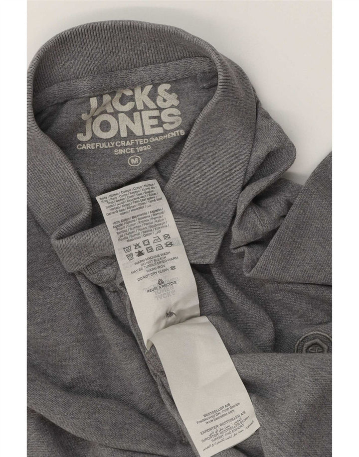 Camisa polo masculina Jack & Jones de algodão manchado cinza médio