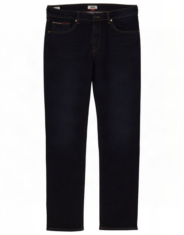 Jeans retos masculinos Tommy Hilfiger W34 L34 algodão azul marinho