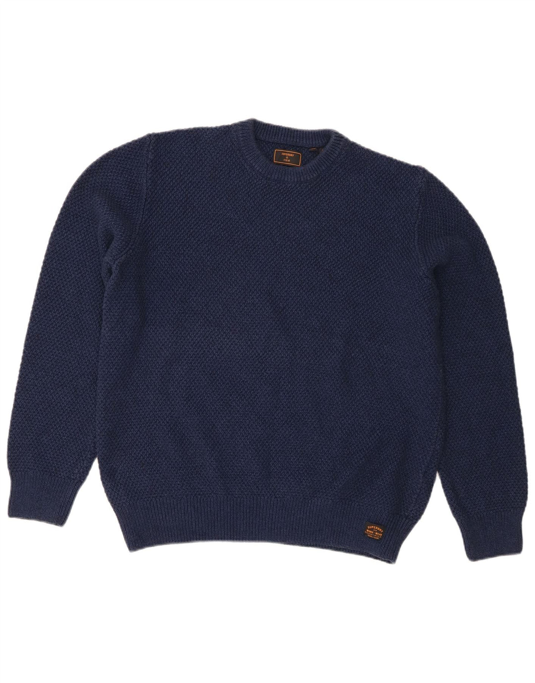 Suéter masculino Superdry com gola redonda, grande algodão azul marinho