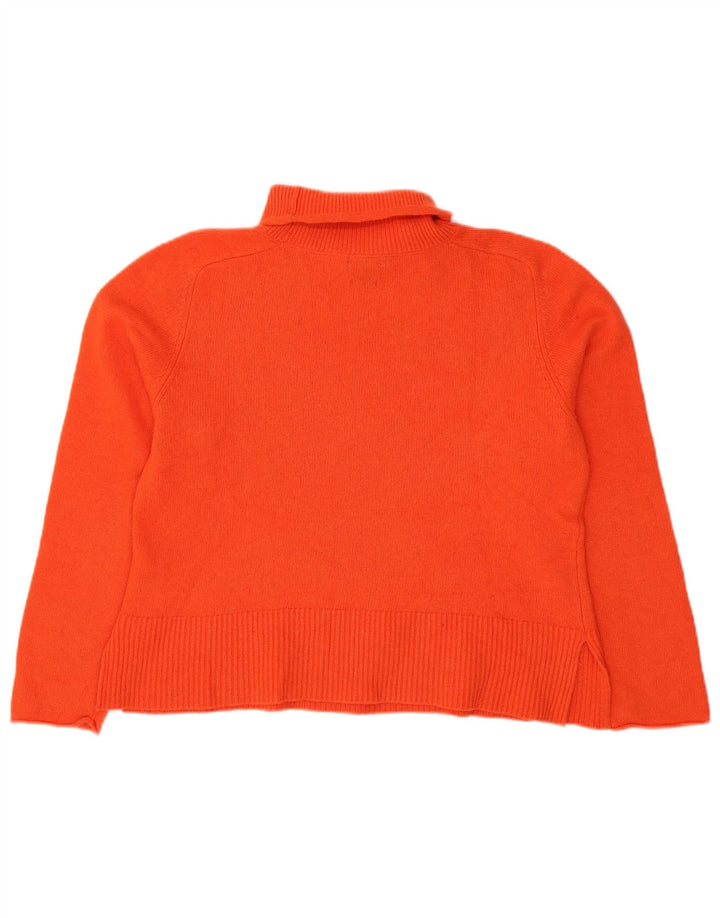 Suéter feminino Massimo Dutti com gola alta e gola redonda Reino Unido 16 grande lã laranja