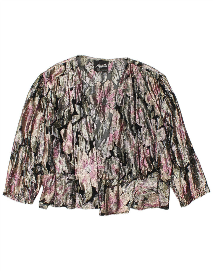 ARELLA Top Cardigan Feminino Crop UK 16 Grande Multicolorido Floral