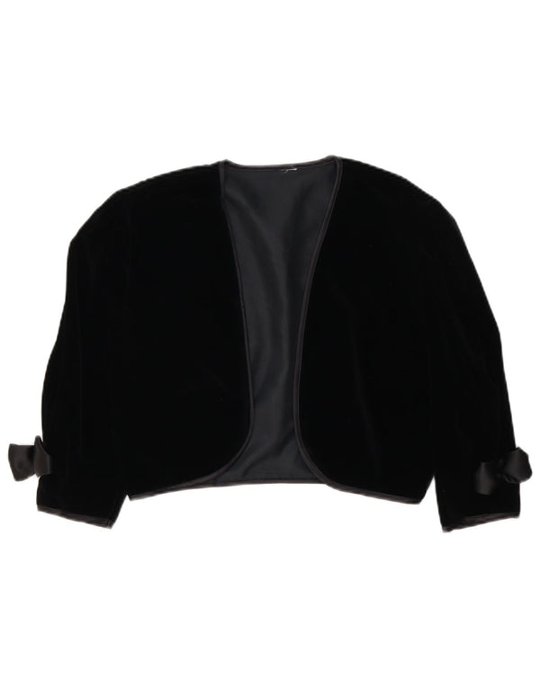 Jaqueta Bolero de veludo feminina vintage Reino Unido 10 algodão preto pequeno