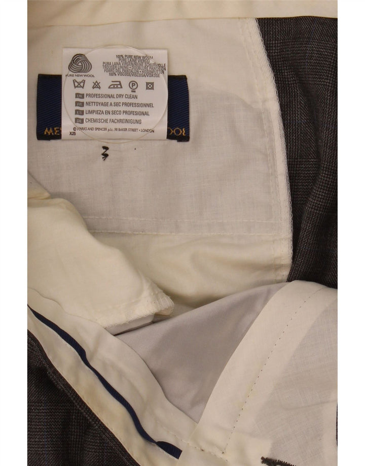 Calça masculina Marks & Spencer com pegged suit W38 L33 cinza xadrez nova lã