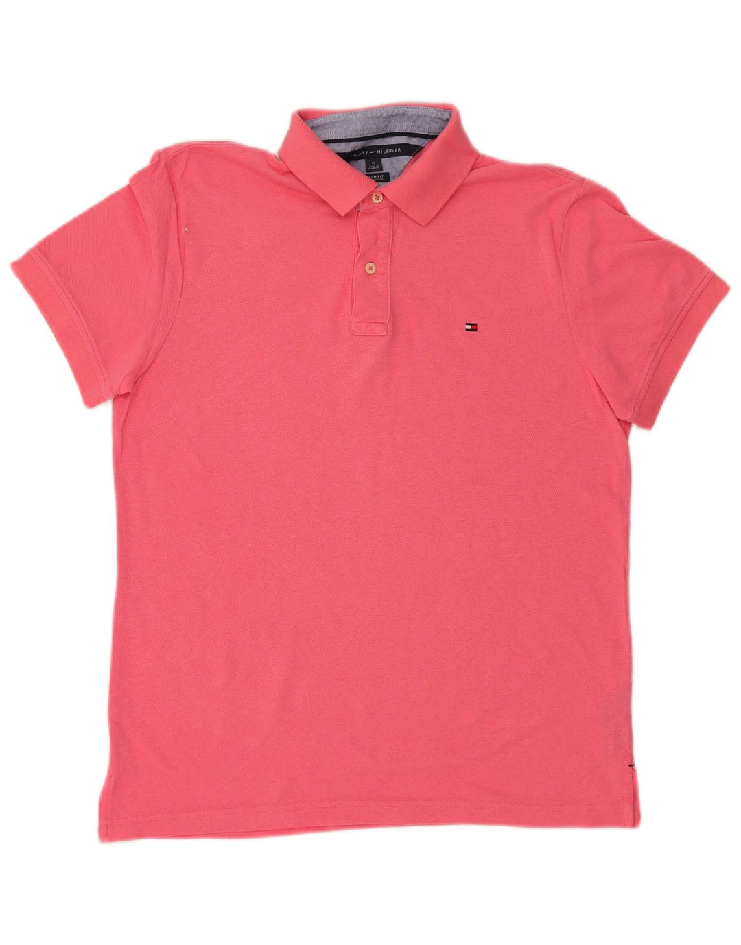 Camisa polo masculina TOMMY HILFIGER Custom Fit algodão rosa médio