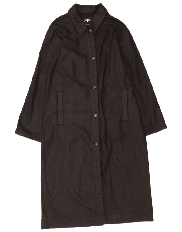 Sobretudo feminino Zara Oversized UK 14 médio algodão preto