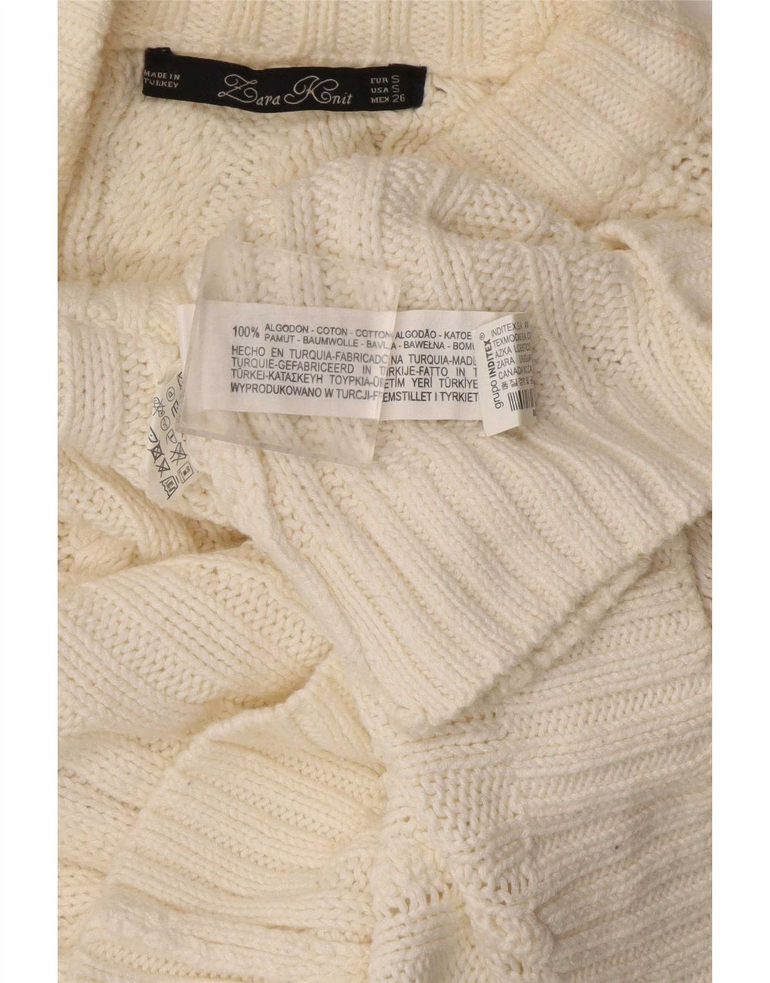 Suéter feminino Zara com gola alta e gola alta, tamanho UK 10, pequeno, branco