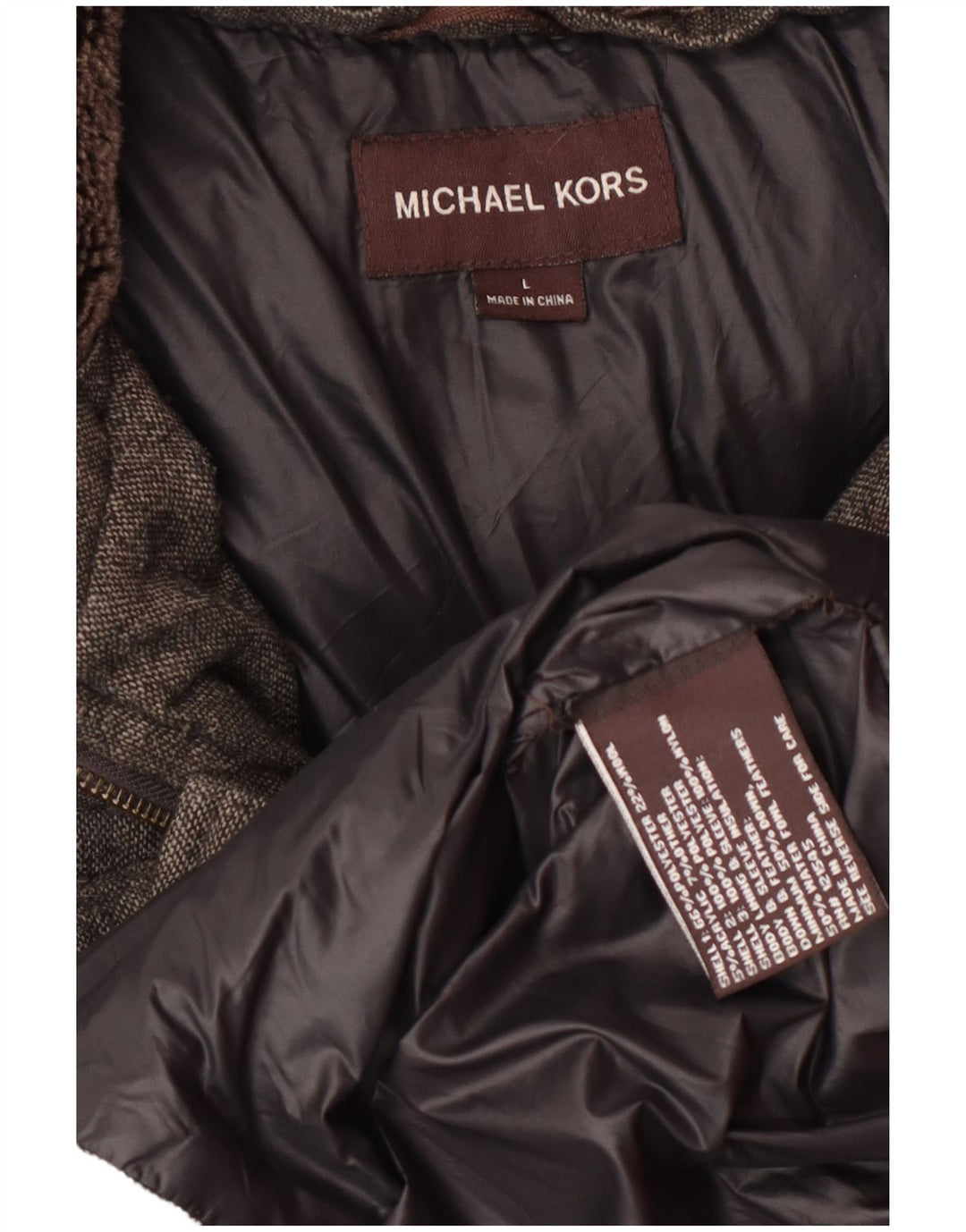 Jaqueta acolchoada masculina Michael Kors UK 40 poliéster cinza grande