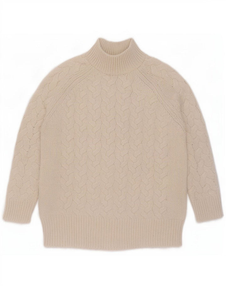 Suéter feminino Marks & Spencer com gola tartaruga Reino Unido 16 grande bege acrílico