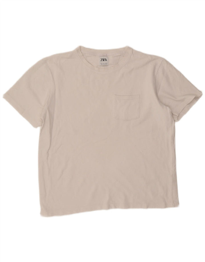 Camiseta feminina ZARA UK 16 grande algodão branco