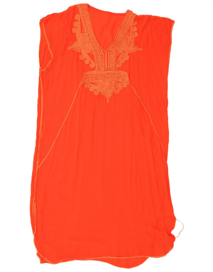 Vestido kaftan feminino sem mangas VINTAGE UK 20 2XL laranja