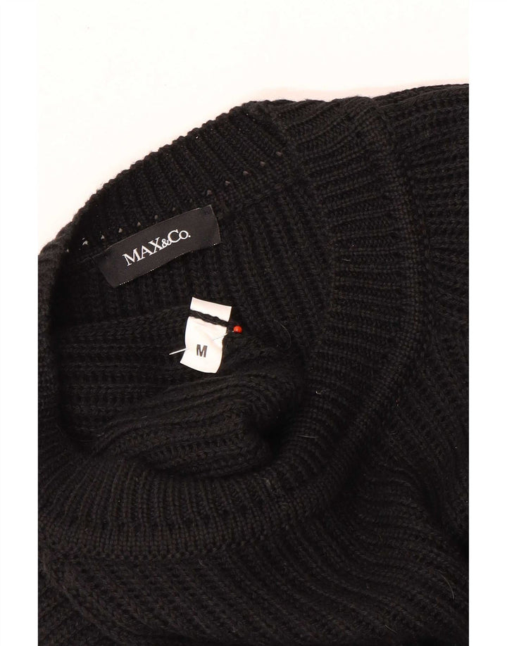 Suéter feminino Max & Co. com gola canoa Reino Unido 14 médio preto