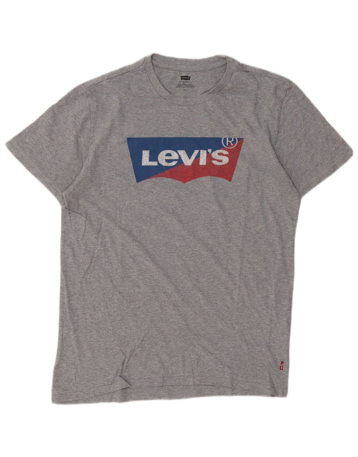Camiseta masculina gráfica Levi's Top cinza médio algodão