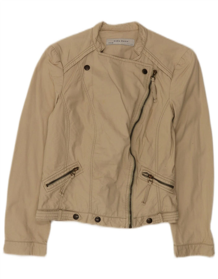 Jaqueta bomber feminina Zara UK 12 algodão bege médio