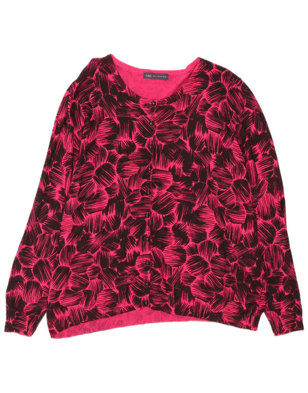 Suéter cardigã feminino Marks & Spencer Reino Unido 22 3XL viscose floral rosa