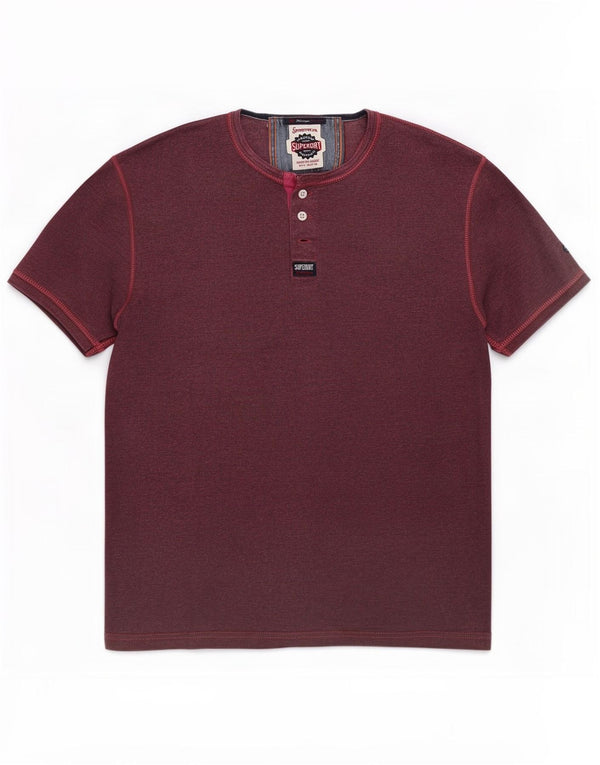 Superdry Camiseta masculina Top Grande Algodão Borgonha