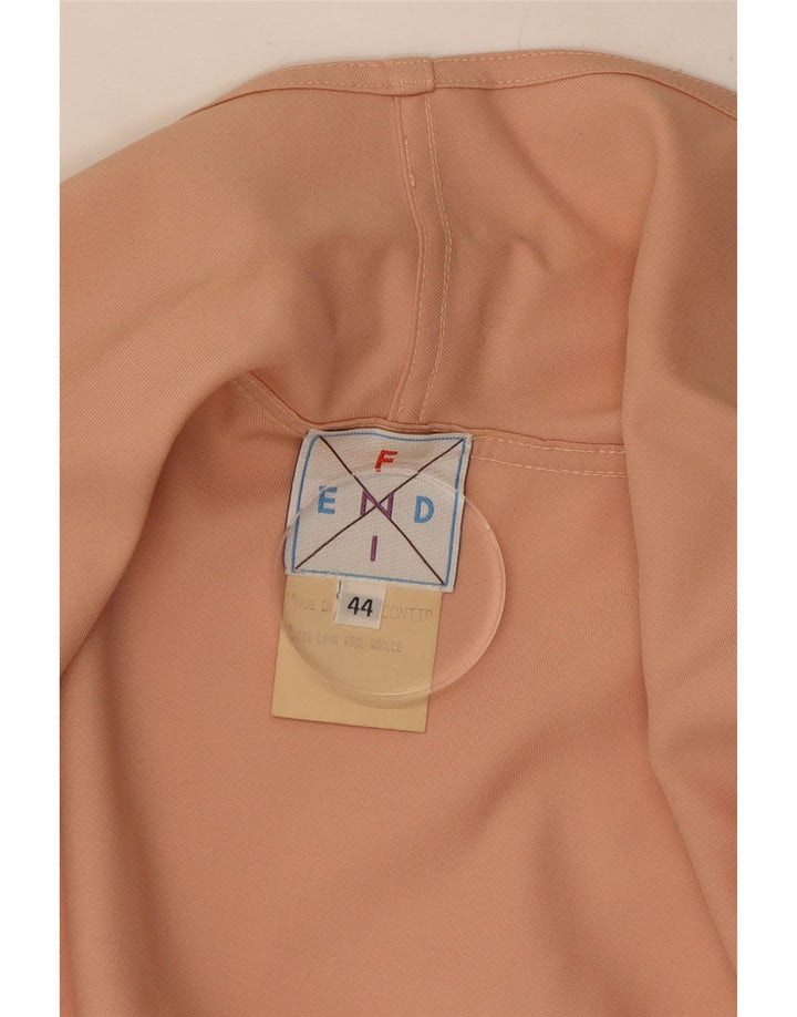 Jaqueta blazer aberta oversized feminina Fendi IT 44 lã rosa médio